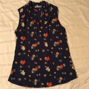 Dalia cap sleeve navy blue floral top.
